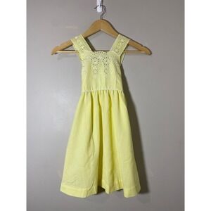 Ruth of Carolina‎ Vintage Easter Dress Girls Yellow Eyelet Lace Bow Back 6X